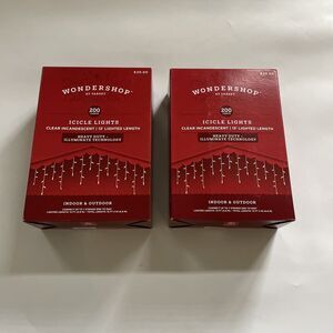 SET 2 Wondershop Icicle Lights Target 200 Clear HEAVY DUTY Indoor/Outdoor 13ft‎